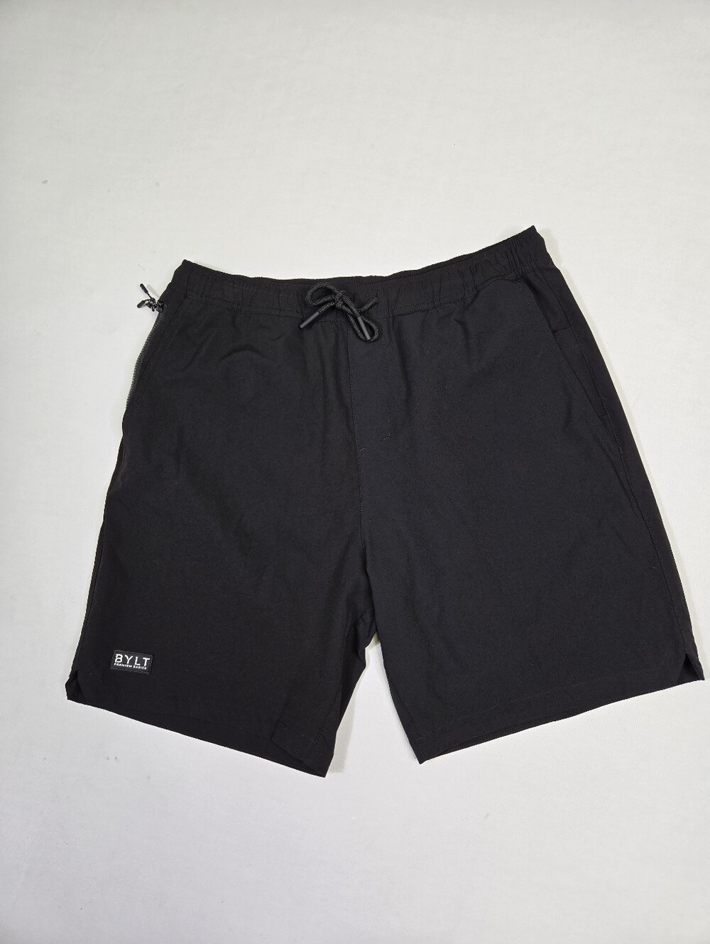 Bylt Mens Premium Basic Black Nylon Short Drawstring Pockets 7" Inseam Medium